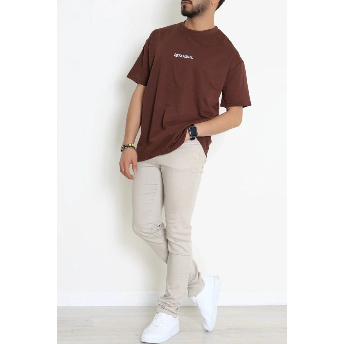 Wortex Oversize Erkek Tişört Kahve - 31688.1878.