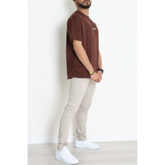Wortex Oversize Erkek Tişört Kahve - 31688.1878.
