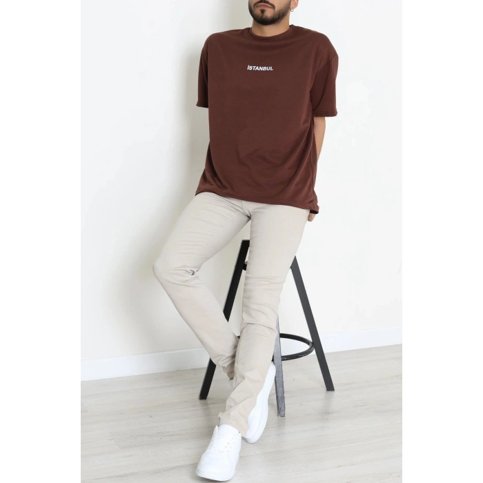 Wortex Oversize Erkek Tişört Kahve - 31688.1878.
