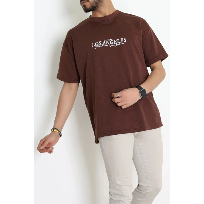 Wortex Oversize Erkek Tişört Kahve - 31690.1878.