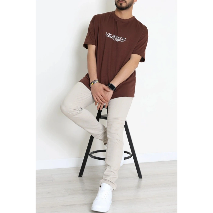Wortex Oversize Erkek Tişört Kahve - 31690.1878.