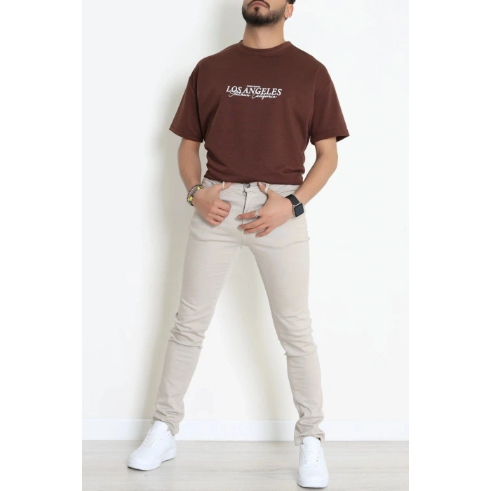 Wortex Oversize Erkek Tişört Kahve - 31690.1878.
