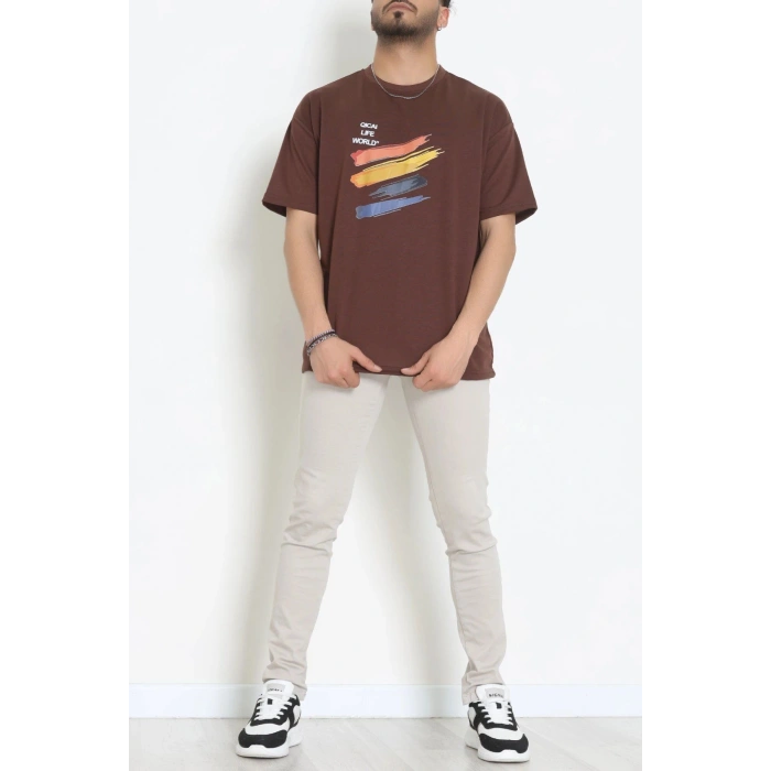 Wortex Oversize Erkek Tişört Kahve - 31693.1878.