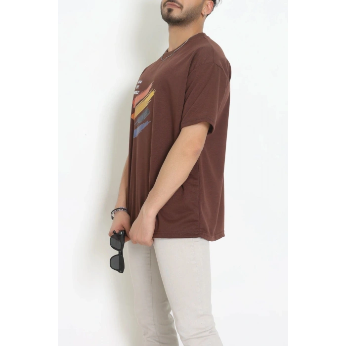 Wortex Oversize Erkek Tişört Kahve - 31693.1878.