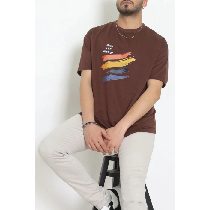 Wortex Oversize Erkek Tişört Kahve - 31693.1878.