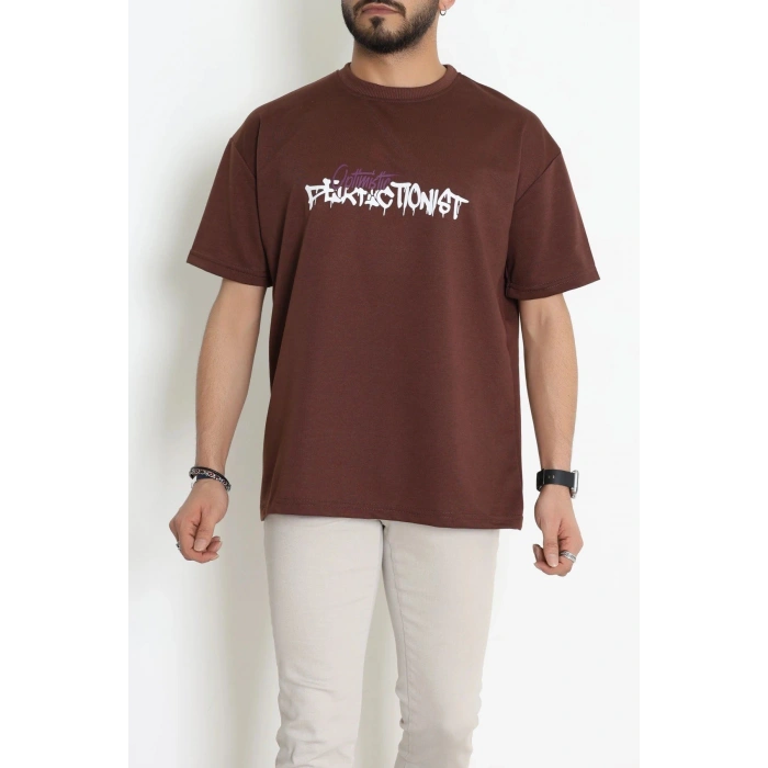 Wortex Oversize Erkek Tişört Kahve - 31694.1878.