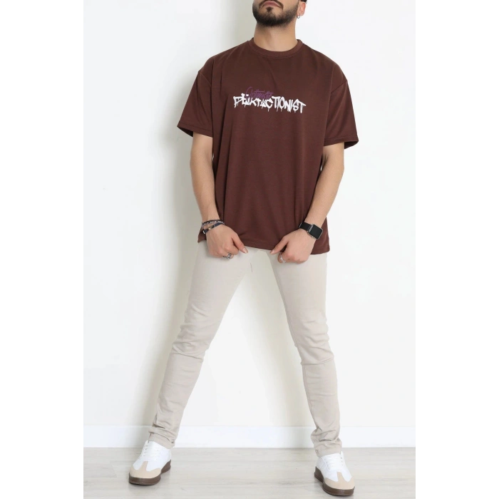 Wortex Oversize Erkek Tişört Kahve - 31694.1878.