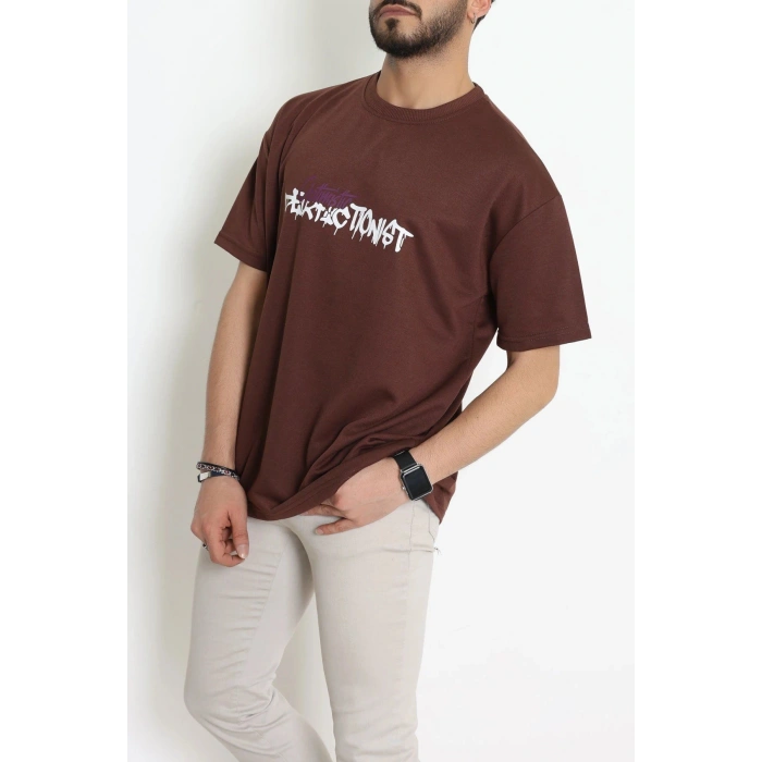 Wortex Oversize Erkek Tişört Kahve - 31694.1878.