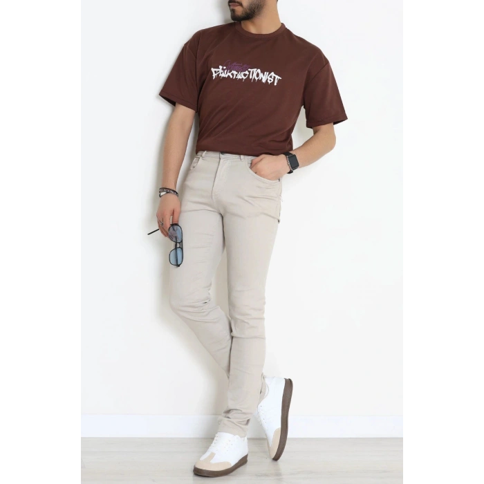 Wortex Oversize Erkek Tişört Kahve - 31694.1878.