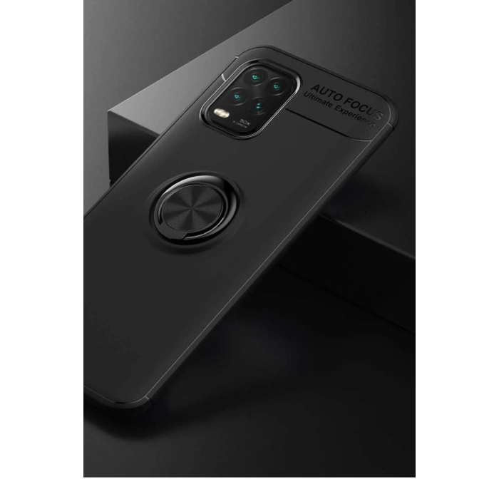 Xiaomi Mi 10 Lite Kılıf Range Yüzüklü Silikon - Siyah
