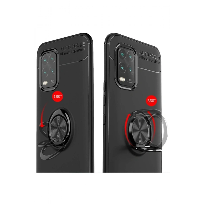Xiaomi Mi 10 Lite Kılıf Range Yüzüklü Silikon - Siyah