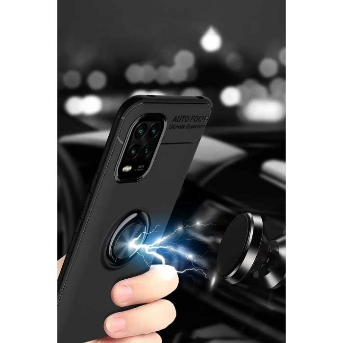 Xiaomi Mi 10 Lite Kılıf Range Yüzüklü Silikon - Siyah