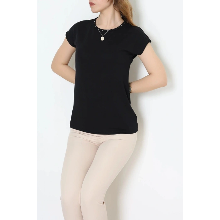 Yaka İncili Viskon Bluz Siyah - 70487.599.