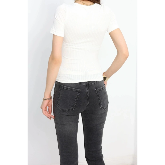 Yaka Pencereli Body Ekru - 70615.1019.