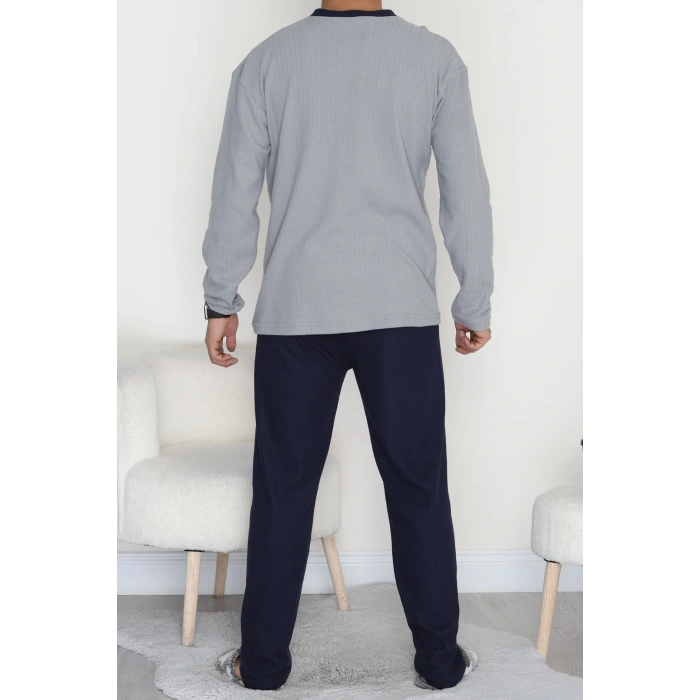Yakası Düğmeli İnterlok Erkek Pijama Takımı Boyalıgri - 52078.1050.