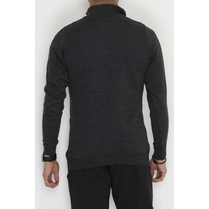 Yakası Fermuarlı Erkek Triko Antrasit - 2540.2052.