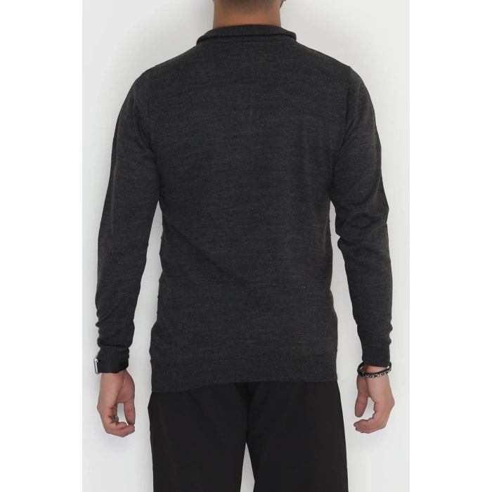Yakası Fermuarlı Erkek Triko Antrasit - 2550.2052.