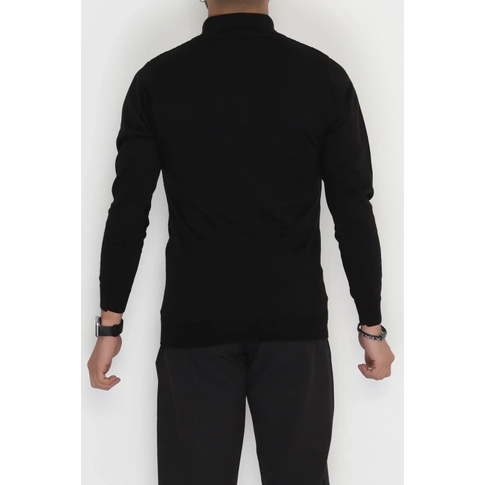 Yakası Fermuarlı Erkek Triko Siyah - 2540.2052.