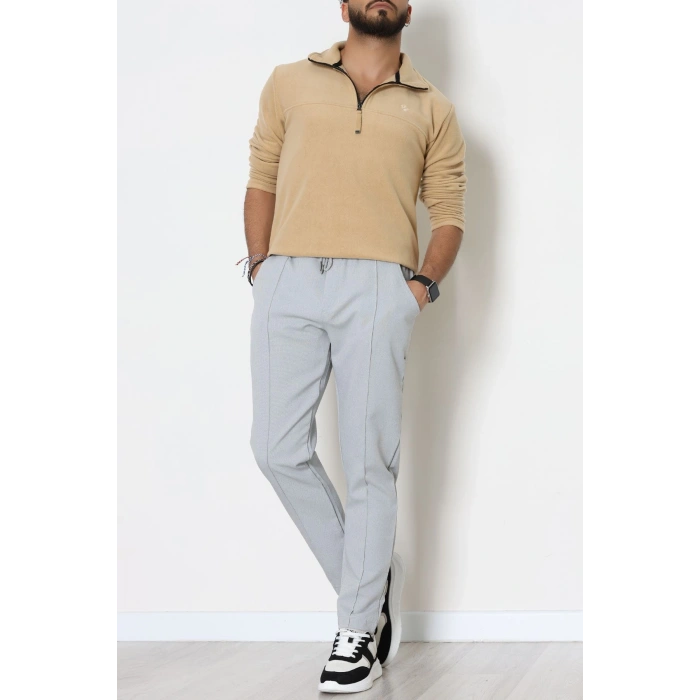 Yakası Fermuarlı Polar Erkek Sweat Bej - 51269.1937.