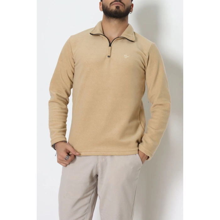Yakası Fermuarlı Polar Erkek Sweat Camel - 42556.1937.