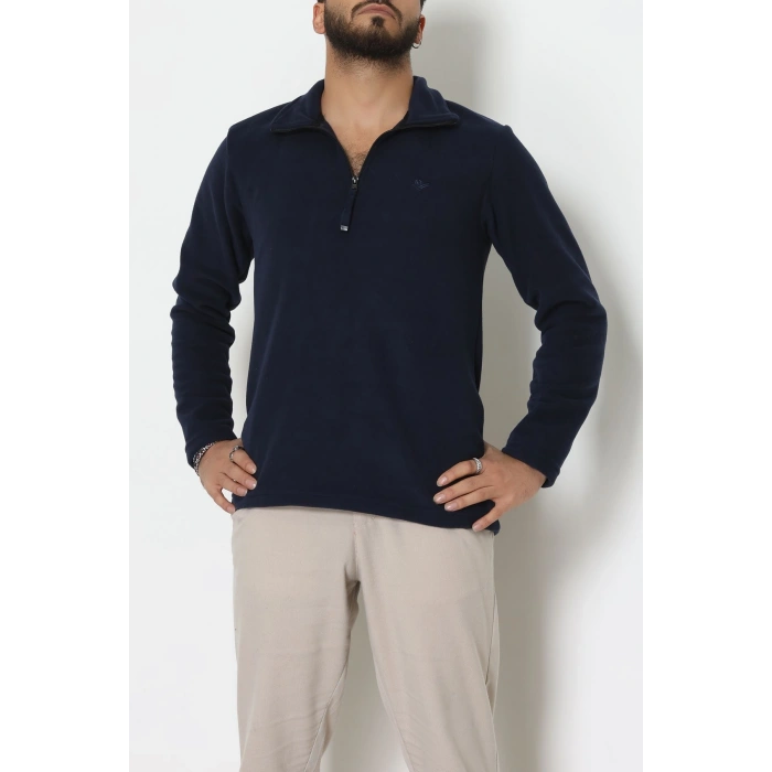 Yakası Fermuarlı Polar Erkek Sweat Lacivert - 42556.1937.