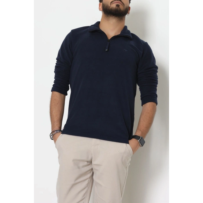Yakası Fermuarlı Polar Erkek Sweat Lacivert - 42556.1937.
