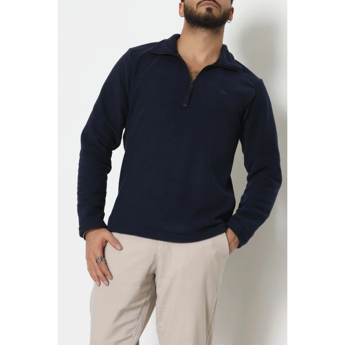 Yakası Fermuarlı Polar Erkek Sweat Lacivert - 42556.1937.
