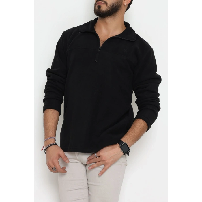 Yakası Fermuarlı Polar Erkek Sweat Siyah - 51269.1937.