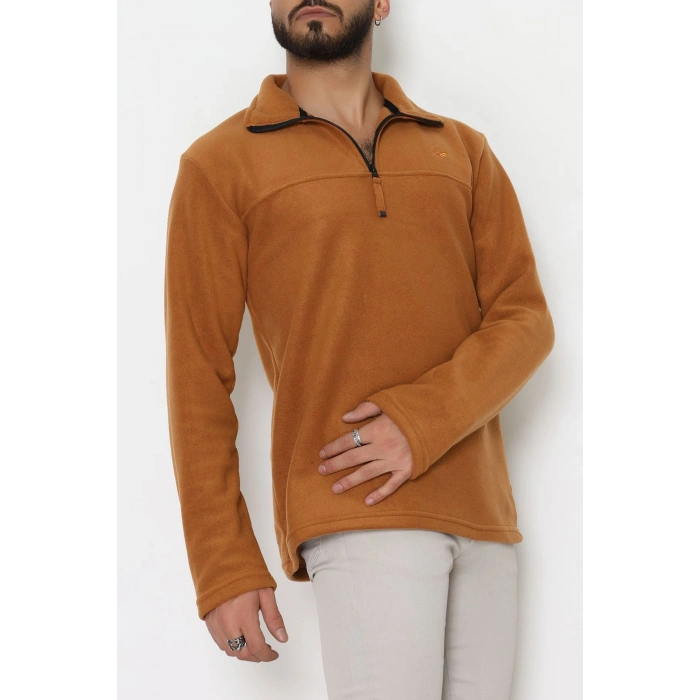 Yakası Fermuarlı Polar Erkek Sweat Tütün - 51269.1937.