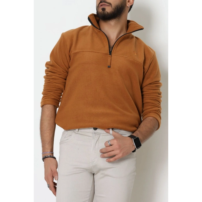 Yakası Fermuarlı Polar Erkek Sweat Tütün - 51269.1937.