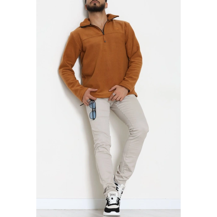 Yakası Fermuarlı Polar Erkek Sweat Tütün - 51269.1937.