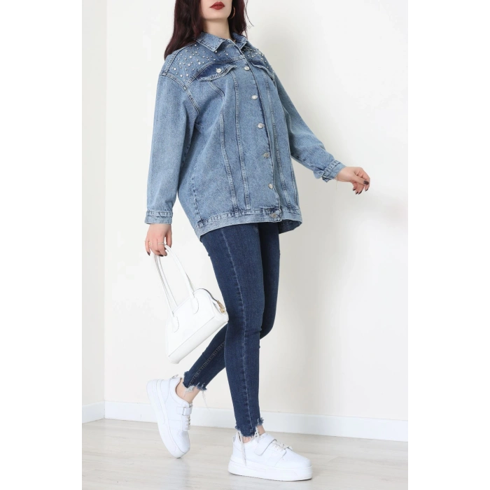 Yakası Taşlı Kot Ceket Karyıkama - 10033.2059.