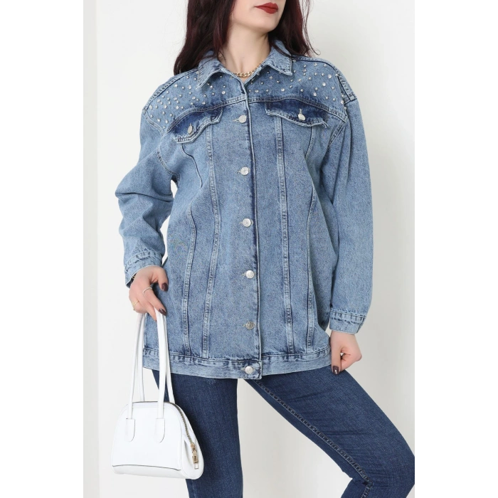 Yakası Taşlı Kot Ceket Karyıkama - 10033.2059.