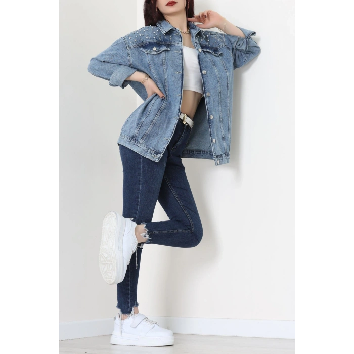 Yakası Taşlı Kot Ceket Karyıkama - 10033.2059.