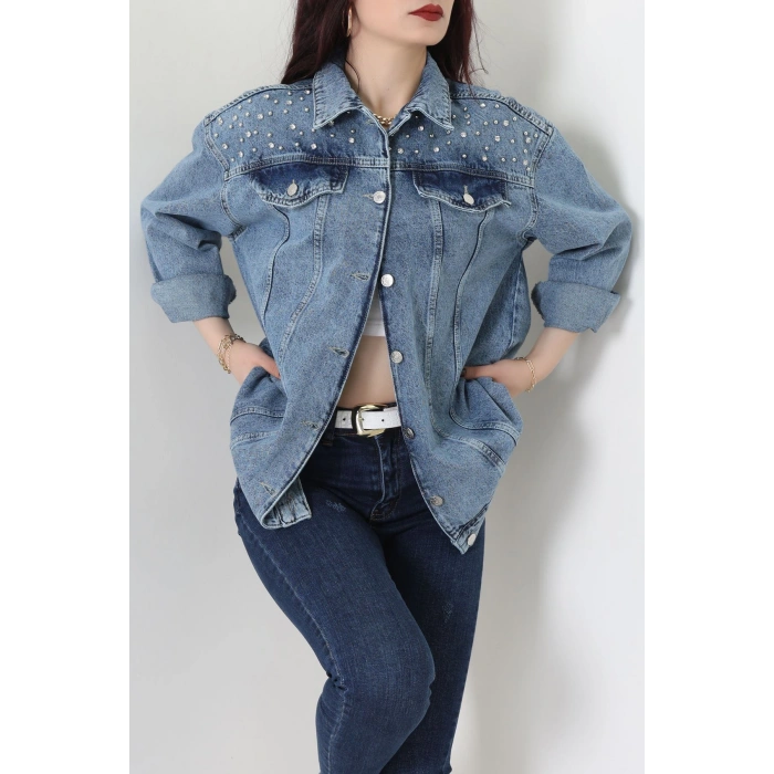 Yakası Taşlı Kot Ceket Karyıkama - 10033.2059.