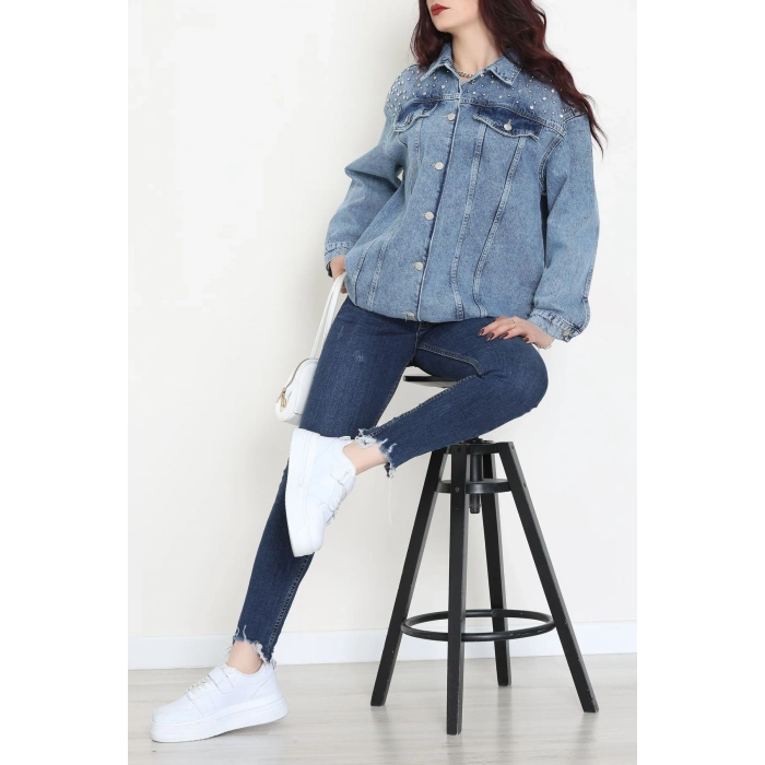 Yakası Taşlı Kot Ceket Karyıkama - 10033.2059.