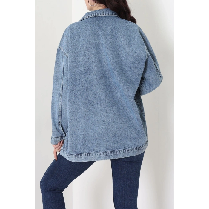 Yakası Taşlı Kot Ceket Karyıkama - 10033.2059.