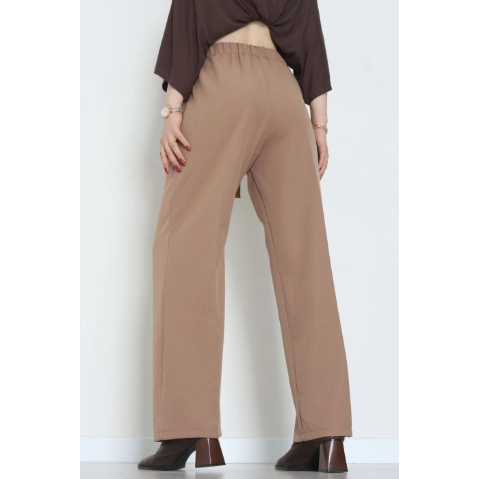 Yan Bağlama Detaylı Dabıl Kumaş Pantolon Latte - 51611.683.