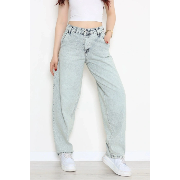 Yan Cep Baggy Kot Pantolon Açıkmavi - 32876.2059.