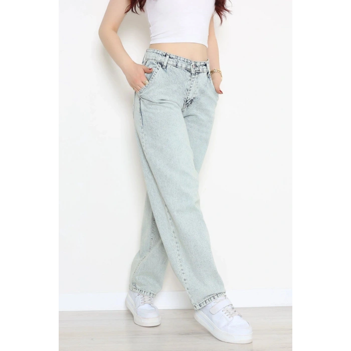 Yan Cep Baggy Kot Pantolon Açıkmavi - 32876.2059.