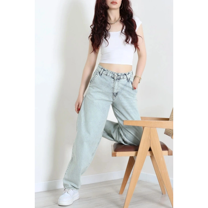 Yan Cep Baggy Kot Pantolon Açıkmavi - 32876.2059.