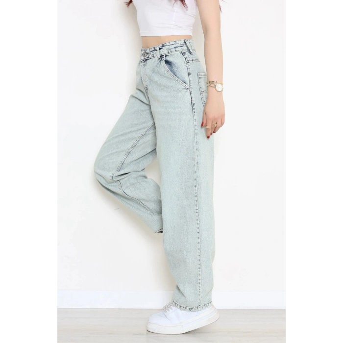 Yan Cep Baggy Kot Pantolon Açıkmavi - 32876.2059.