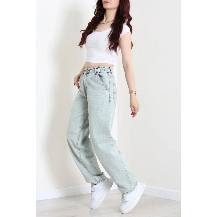 Yan Cep Baggy Kot Pantolon Açıkmavi - 32876.2059.