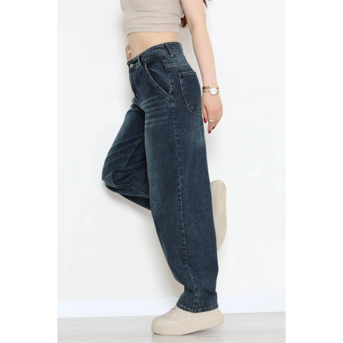 Yan Cep Baggy Kot Pantolon Çelikmavi - 32876.2059.
