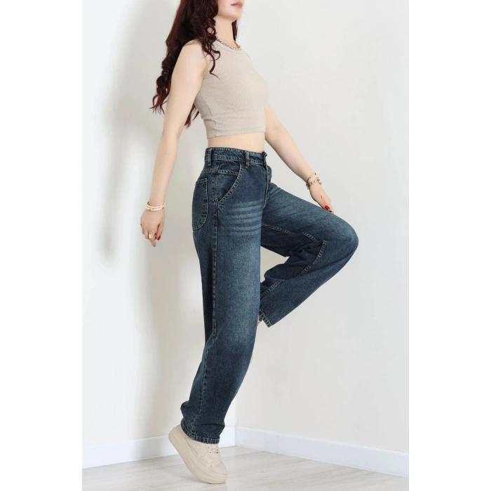 Yan Cep Baggy Kot Pantolon Çelikmavi - 32876.2059.