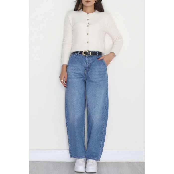 Yan Cepli Baggy Kot Pantolon Mavi - 31503.1184.