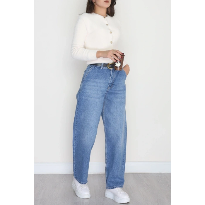 Yan Cepli Baggy Kot Pantolon Mavi - 31503.1184.