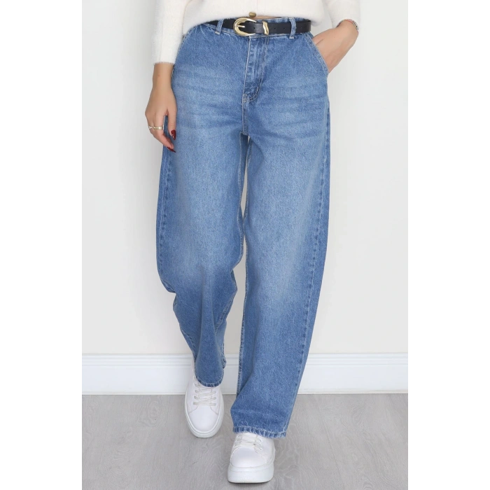 Yan Cepli Baggy Kot Pantolon Mavi - 31503.1184.