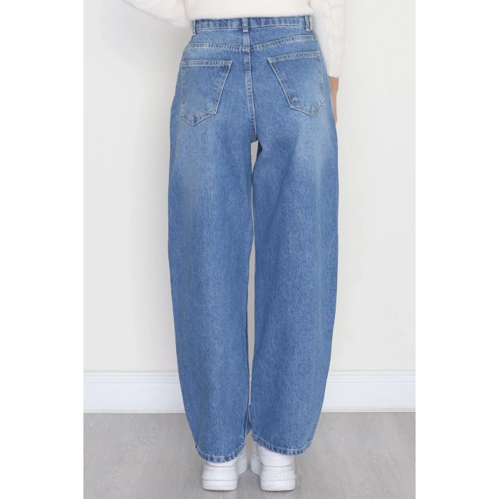 Yan Cepli Baggy Kot Pantolon Mavi - 31503.1184.