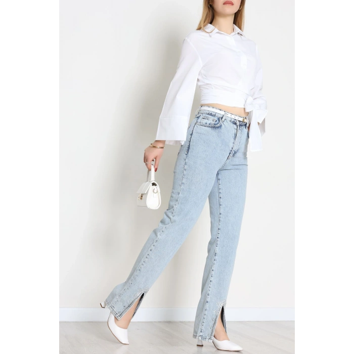 Yandan Bağlamalı Gömlek Beyaz - 52194.2118.